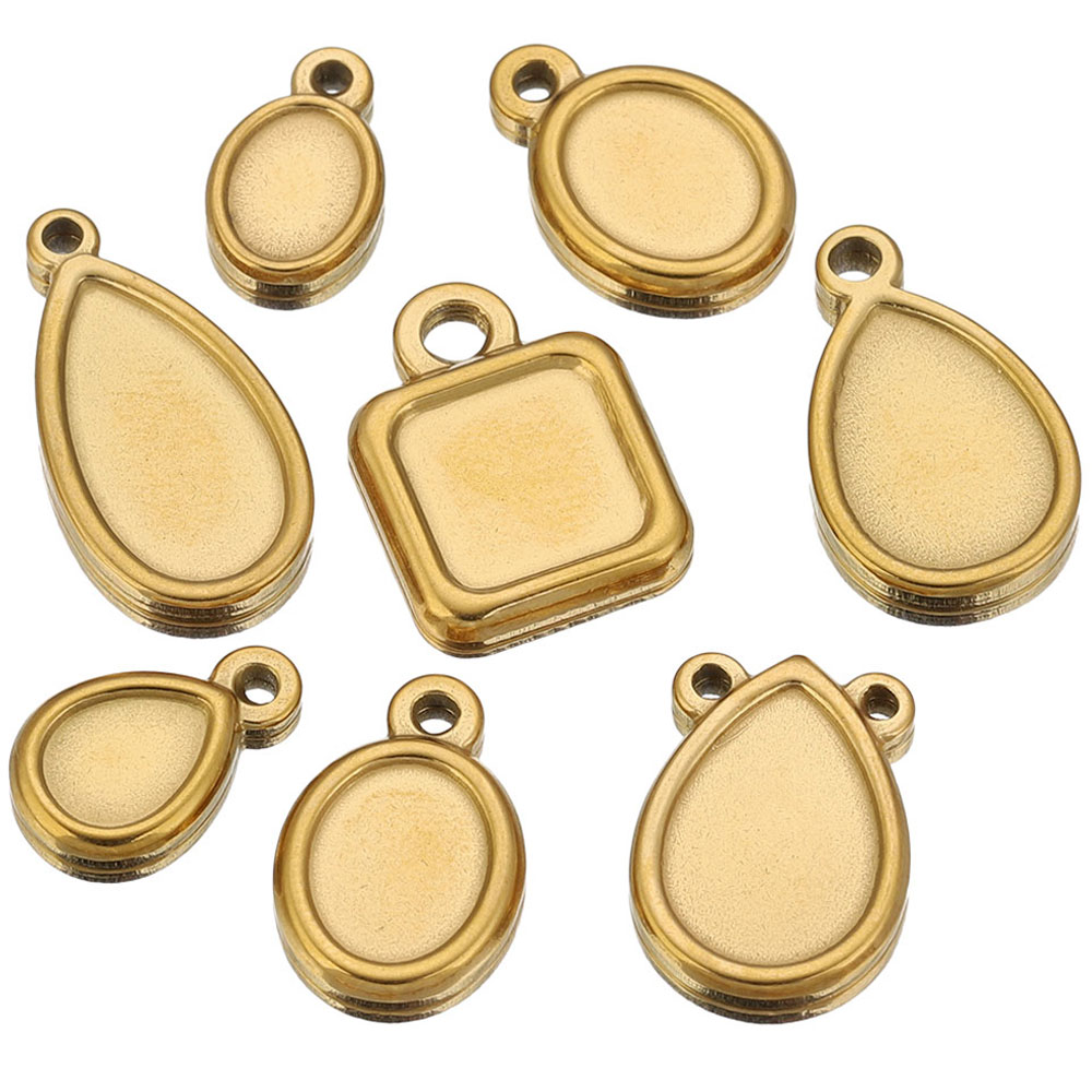 Jewelry Making Resin - 5pcs Stainless Steel Square Drop Round