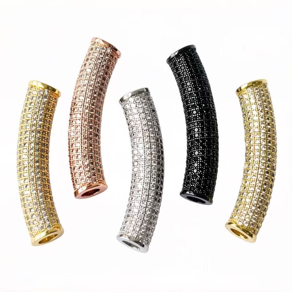 Jewelry Making Silver - 2Pcs/Lot Zirconia Pave Long Copper Bar