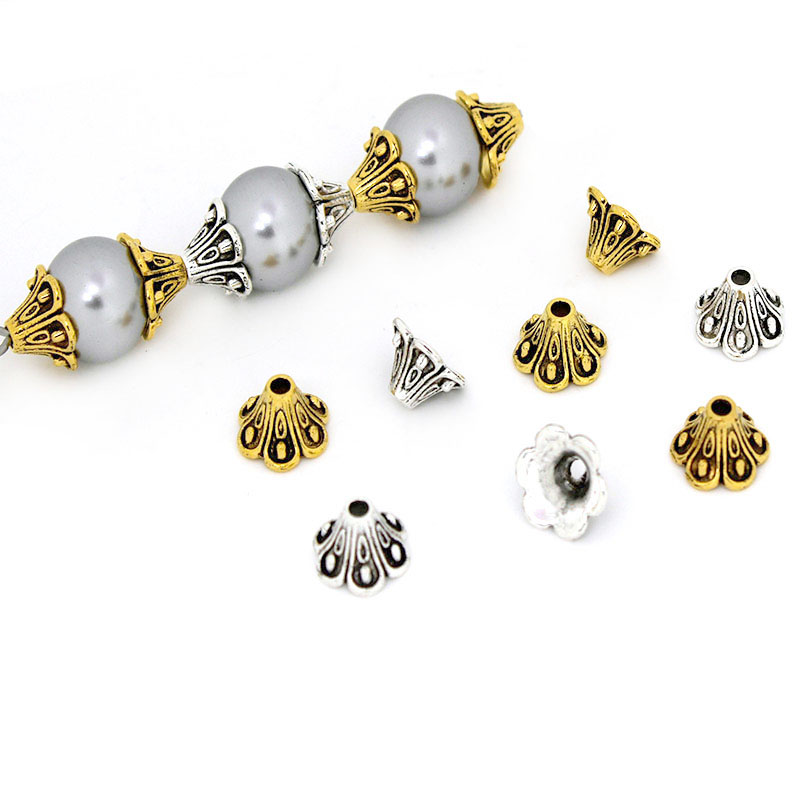 Jewelry Making Silver - 30Pcs Vintage Gold Silver Flower Bead