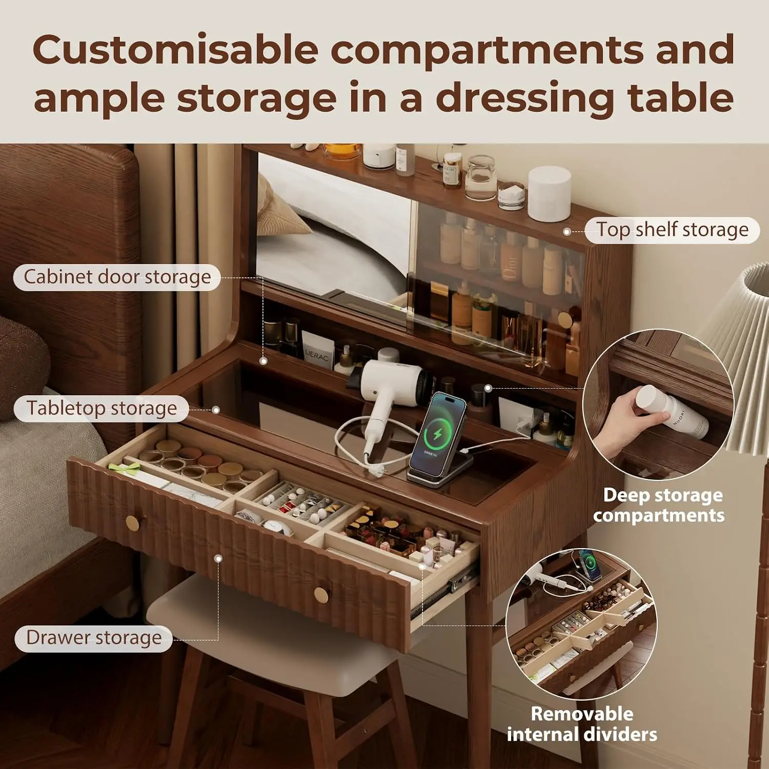 Vanity Desk with Power Outlet  - Jewelry Making Table recension och pris
