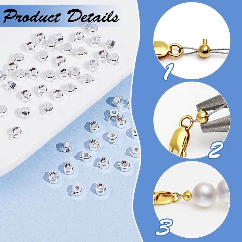 60PCS Brass Crimp Beads 925 St - Jewelry Making Silver recension och pris