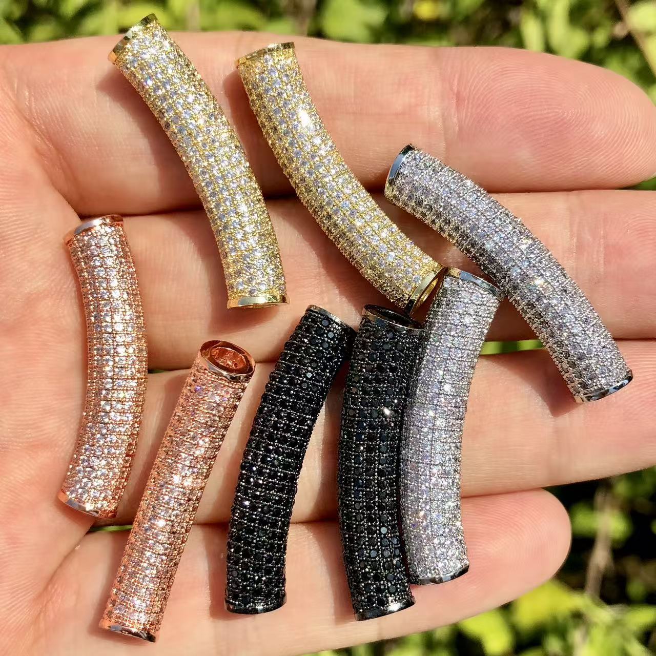 2Pcs/Lot Zirconia Pave Long Co - Jewelry Making Silver recension och pris