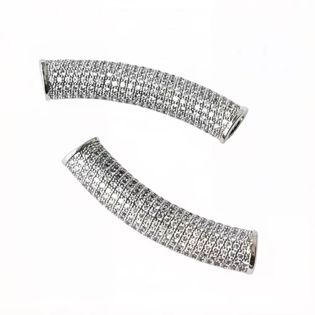 2Pcs/Lot Zirconia Pave Long Co - Jewelry Making Silver recension och pris
