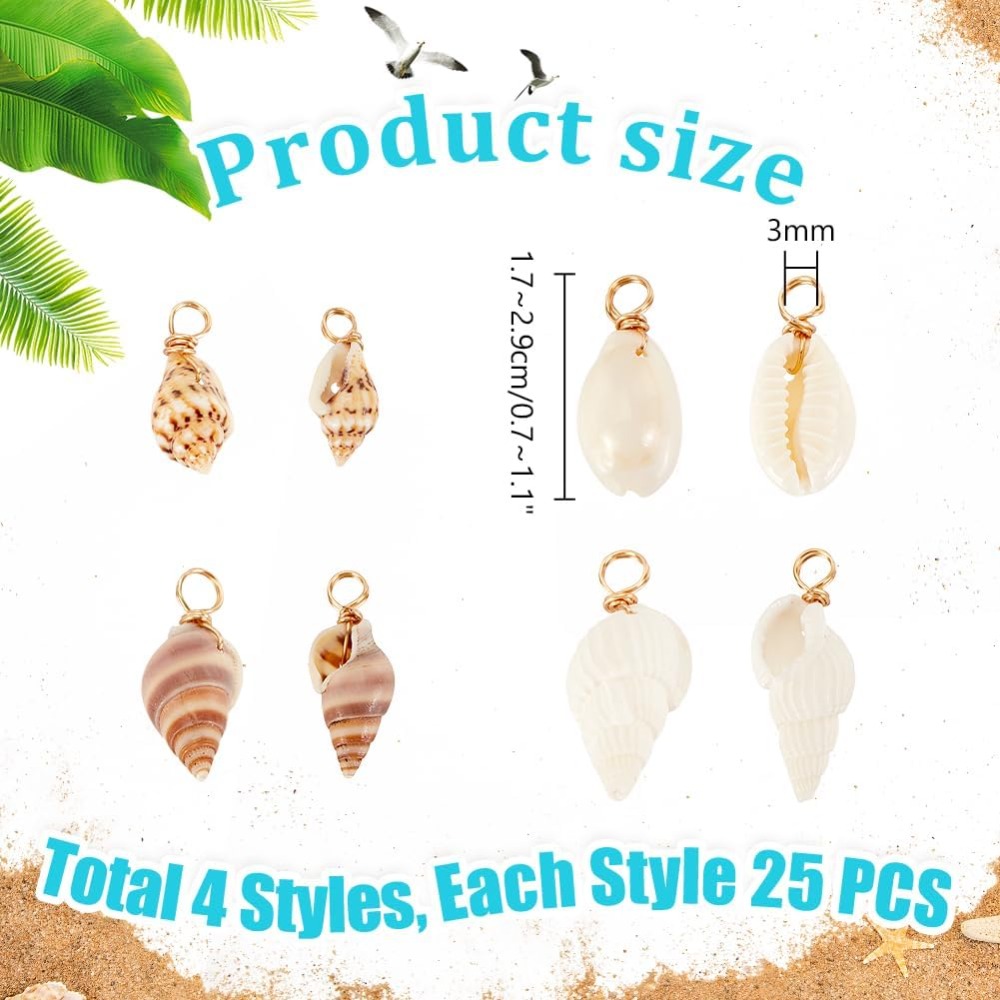 100pcs 4 Styles Natural Shell  - Jewelry Making Degree recension och pris