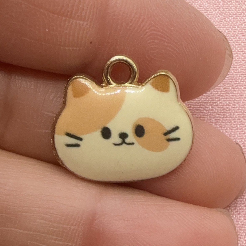 12pcs Printed Cat Head Alloy D - Jewelry Making Factory recension och pris