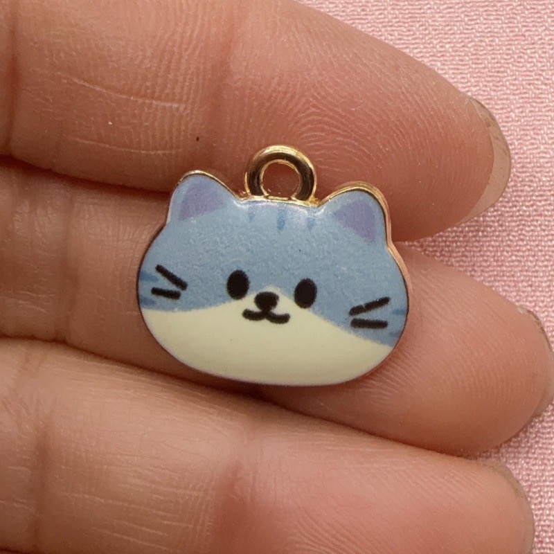 12pcs Printed Cat Head Alloy D - Jewelry Making Factory recension och pris