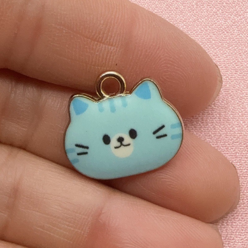 12pcs Printed Cat Head Alloy D - Jewelry Making Factory recension och pris