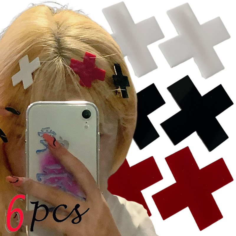 Y2K Red Cross Hair Clip Punk G - Jewelry Making For Adults recension och pris