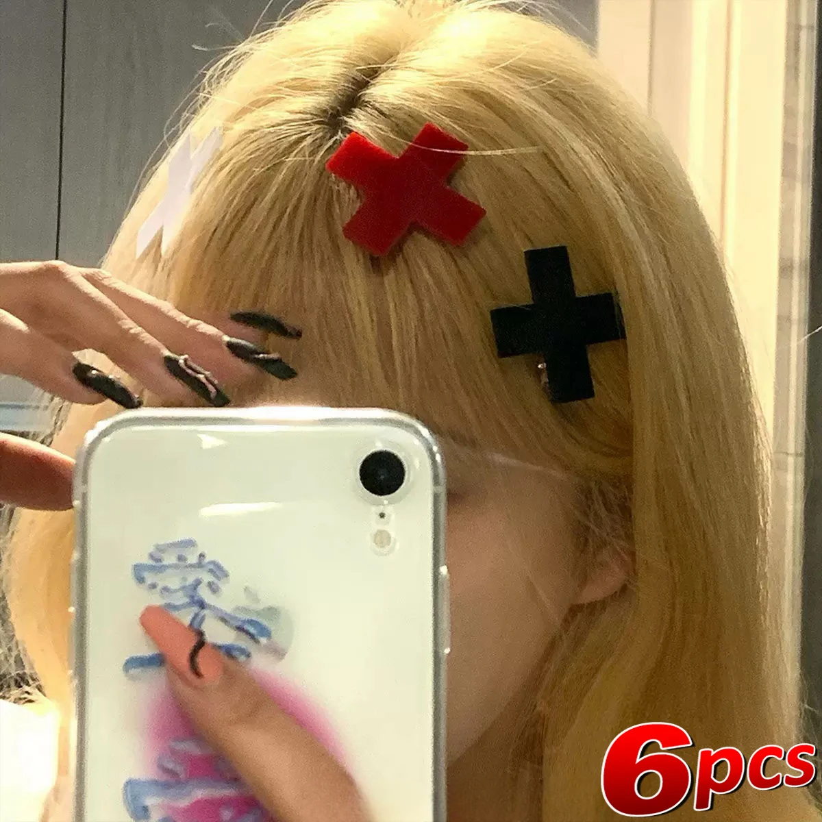 Y2K Red Cross Hair Clip Punk G - Jewelry Making For Adults recension och pris