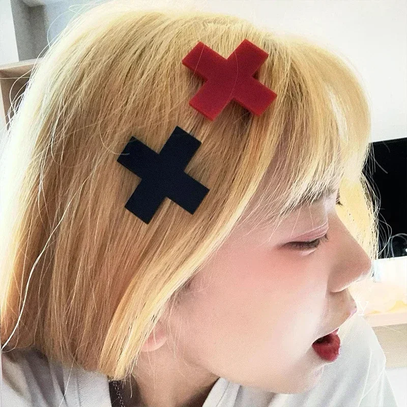 Y2K Red Cross Hair Clip Punk G - Jewelry Making For Adults recension och pris